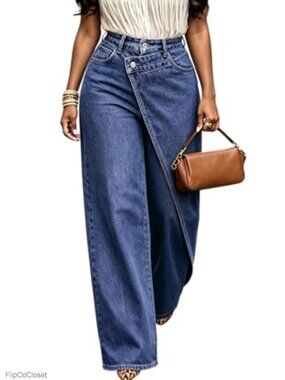 High Waisted Baggy Wide Leg Straight Denim Jeans